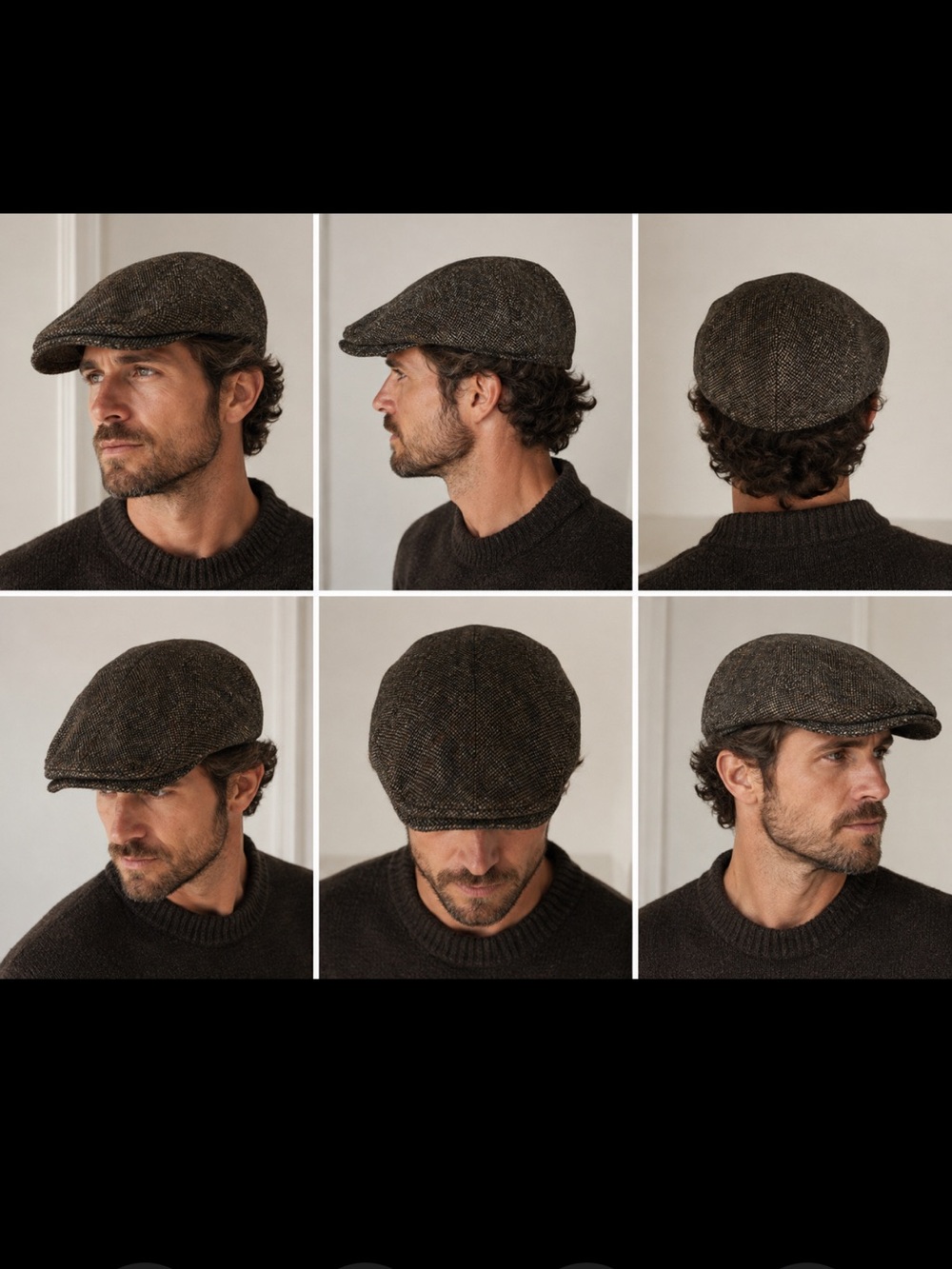 Hanna Hats Donegal Irish 100% Pure Wool Tweed Hat Cap Brown Vintage XL Harris